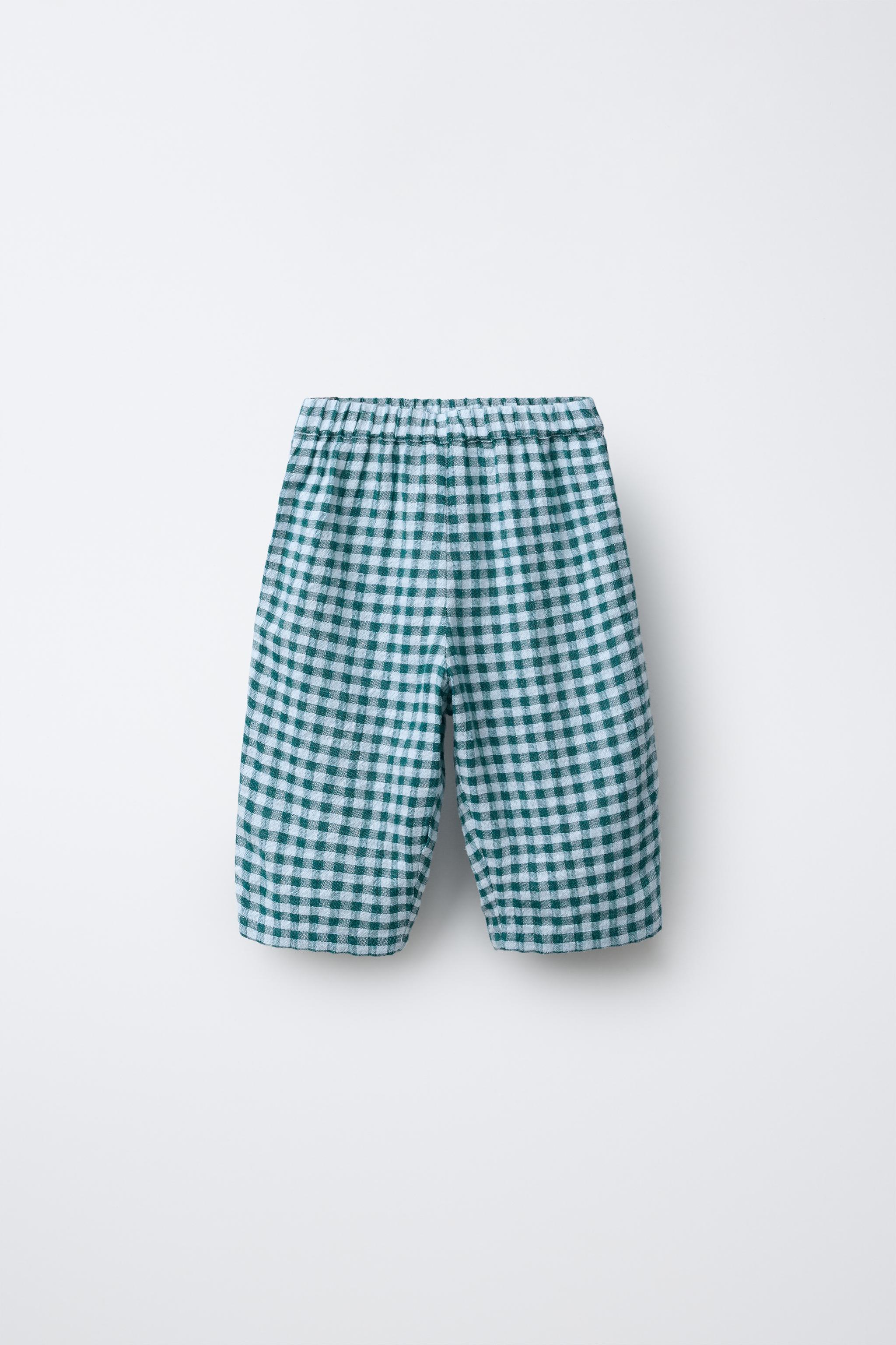 TEXTURED PLAID BAGGY PANTS